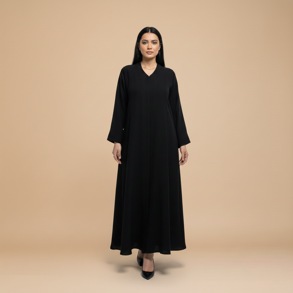 plain black abaya for everyday wear.