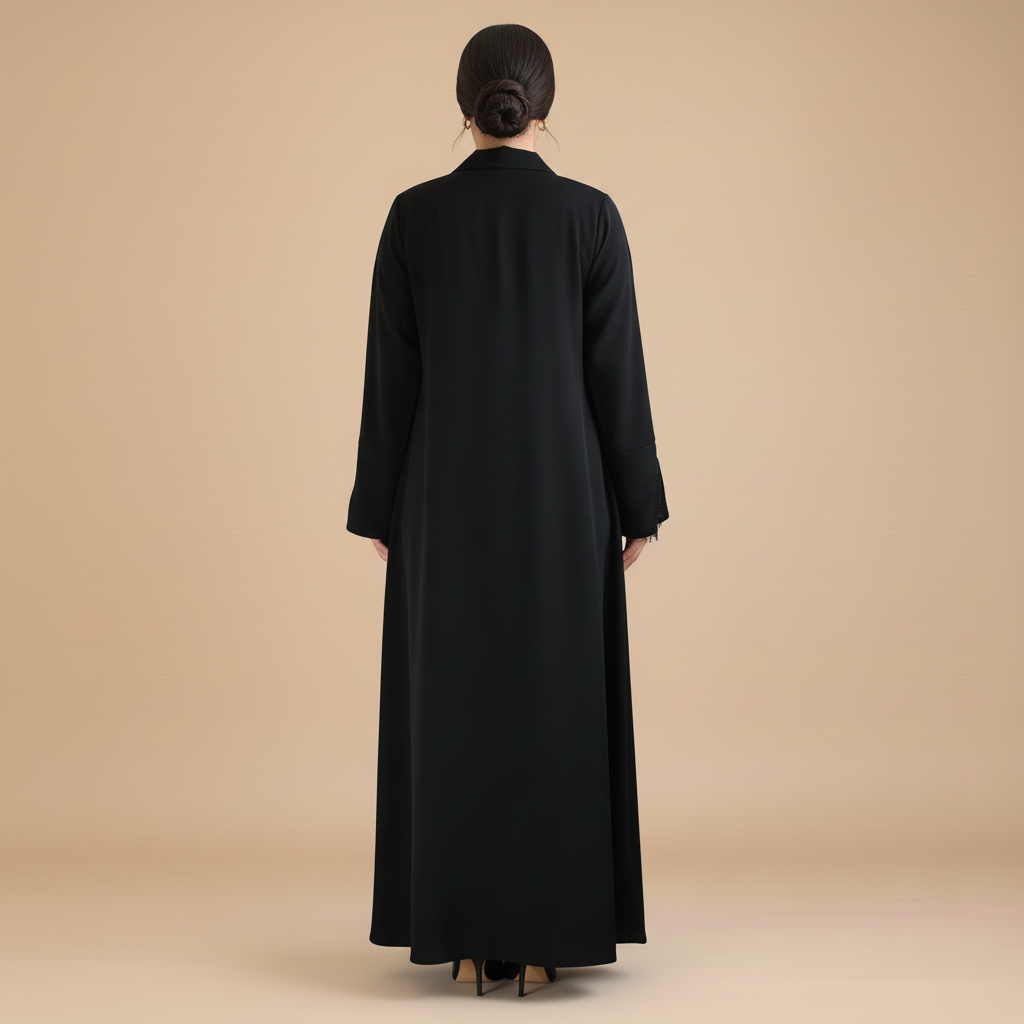 Black cloche cut Abaya with Dantelle