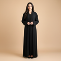 Black Abaya with Delicate  Dantelle Details