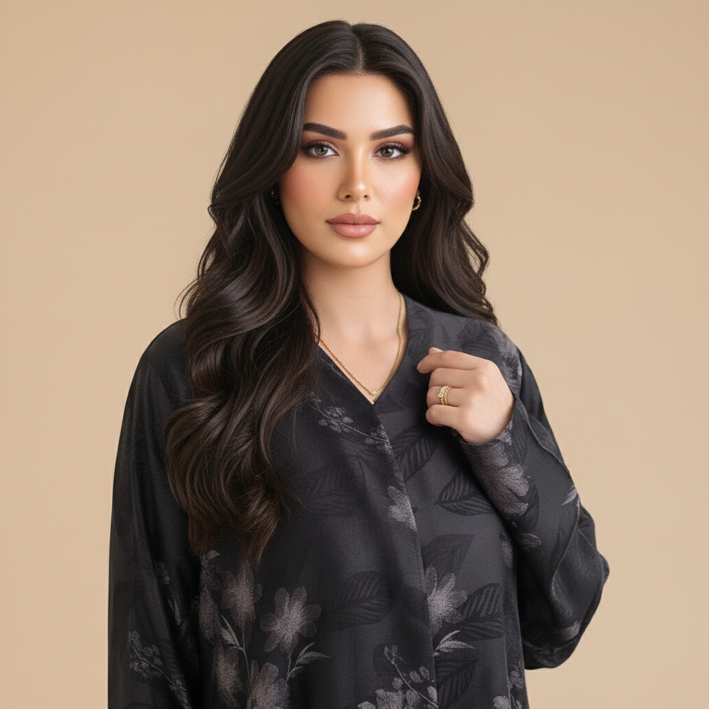 Black Abaya with Flowing Cloche Cut