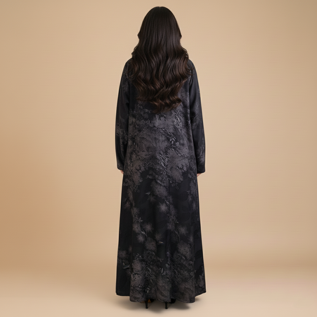 Black Abaya with Flowing Cloche Cut