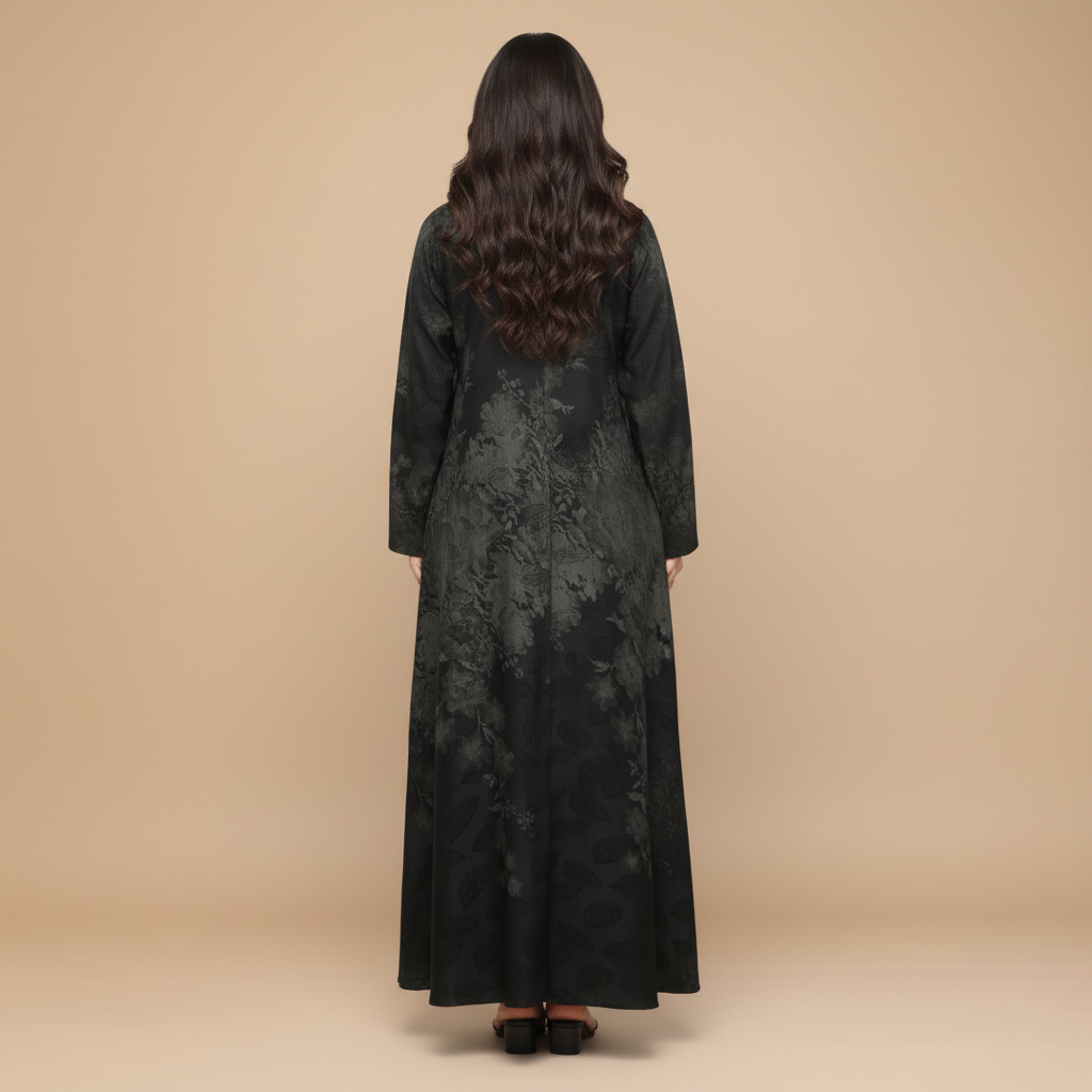 Black Abaya with Flowing Cloche Cut