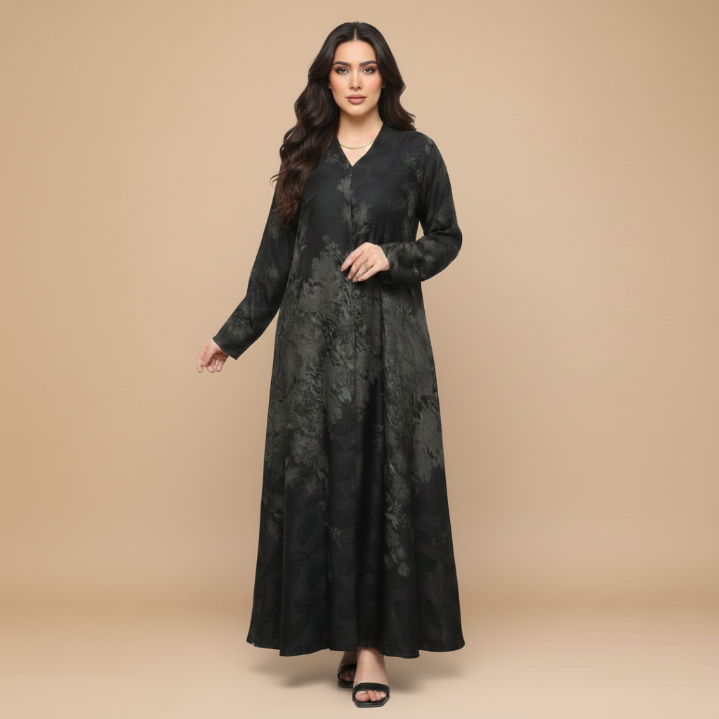 Black Abaya with Flowing Cloche Cut