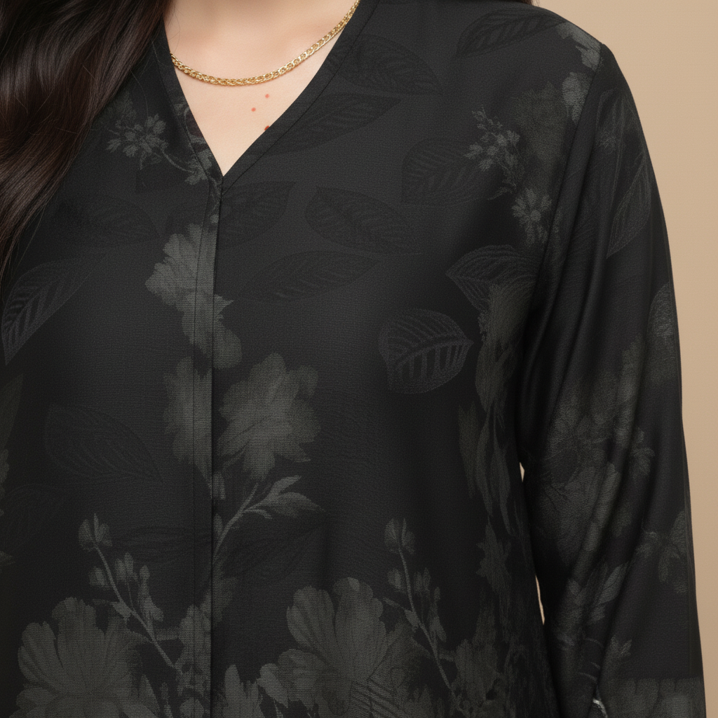 Black Abaya with Flowing Cloche Cut