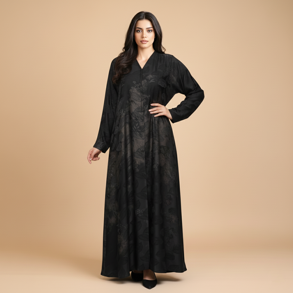 Black Abaya with Flowing Cloche Cut