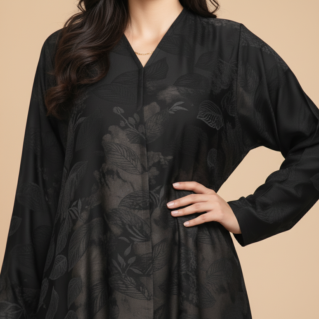 Black Abaya with Flowing Cloche Cut